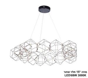 מוזה *15 תלוי עגול LED 88W שחור (24252)