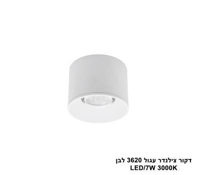 דקור צילינדר עגול LED 7W 3620 לבן (23829)