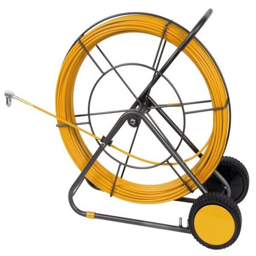 סרט משיכה פיברגלס SNASYCOM GFH90S100-O ‏100 מטר | קוטר 9 מ״מ עם מוליך נחושת וכננת