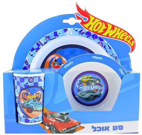 סט כלי אוכל 3 חלקים ממלמין לילדים בעיצוב הוט ווילס