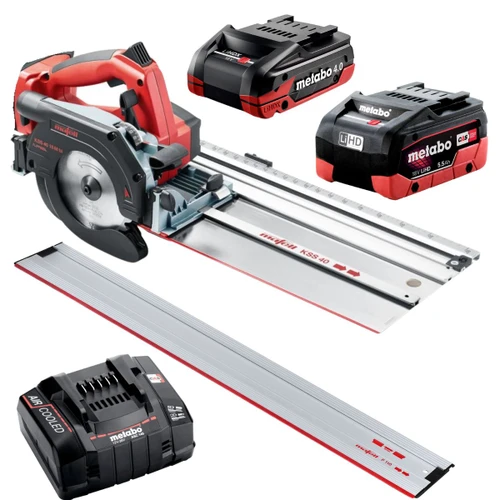 סט מסור יורד נטען 18V MAFELL KSS 40 18M bl + מסילה F 110 + סוללות 4 ו־5.5 ומטען Metabo 