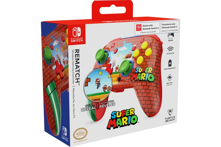 Turtle Beach Rematch Wireless Nintendo Switch Controller Reveal Mario Bricks בקר משחק אלחוטי 