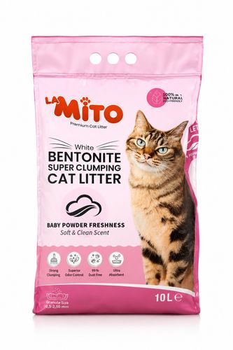 חדששש!! חול מתגבש לחתול MITO בניחוח Baby Powder