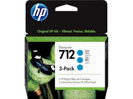 HP 712 Cyan DesignJet Ink Cartridge 3-Pack
