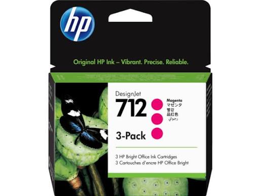 HP 712 Magenta DesignJet Ink Cartridge 3-Pack