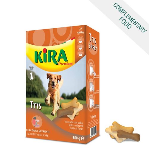 קירה - Kira - ביסקוויטים טריס לכלבים - Kira Premium Tris - עוף, חלב ומינרלים - 500 גרם