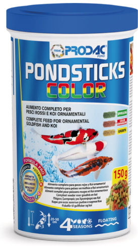 PRODAC Pondsticks Color –מזון מקלונים צבעוני לדגי בריכות 150 גרם