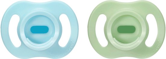 זוג מוצצים אורתודונטים 0-6 חודשים Tommee Tippee UltraLight StayPut - כחול וירוק