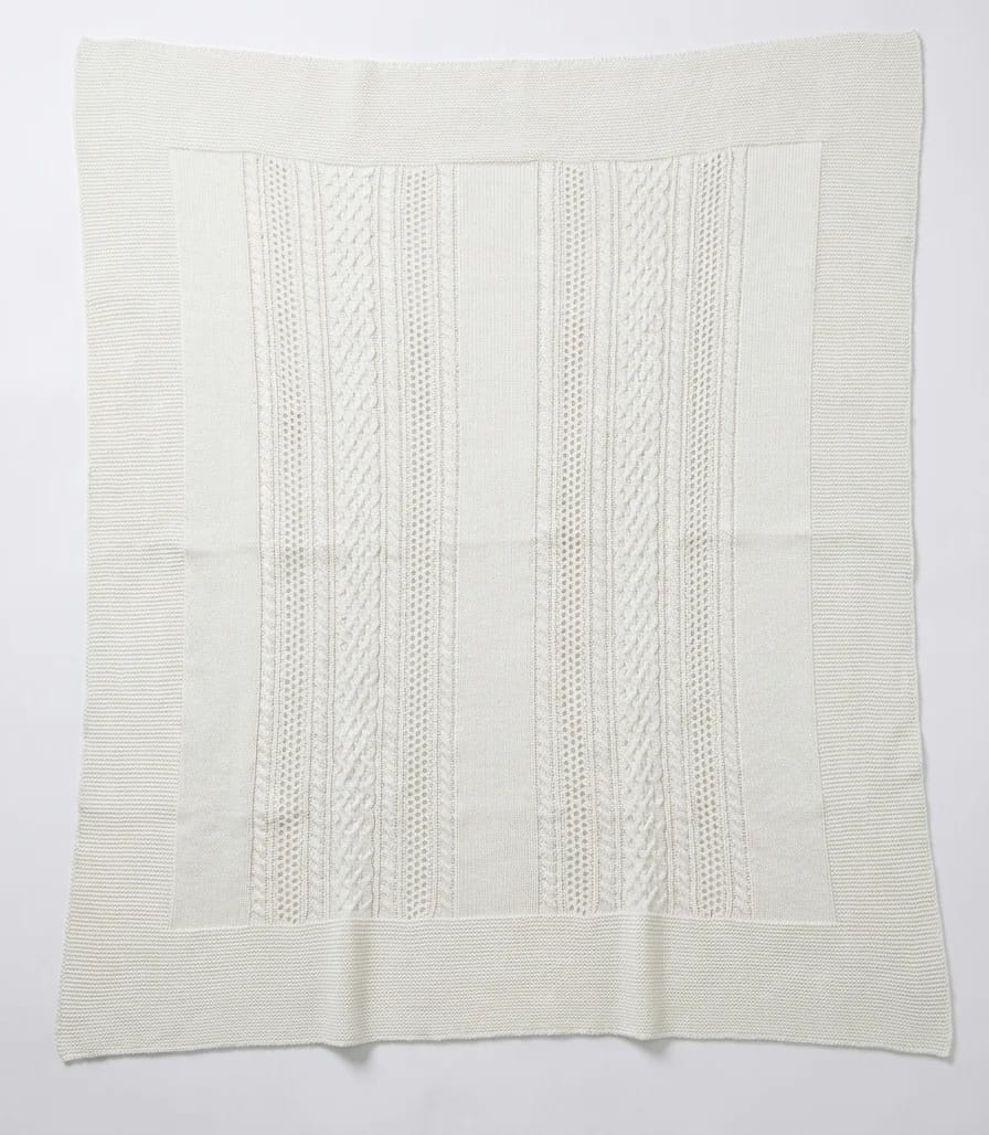 שמיכת תינוק סריג שמנת