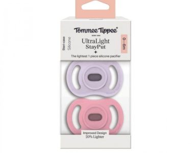 זוג מוצצים אורתודונטים 0-6 חודשים Tommee Tippee UltraLight StayPut - ורוד לילך