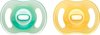 זוג מוצצים אורתודונטים 0-6 חודשים Tommee Tippee UltraLight NightGlow - ירוק וצהוב