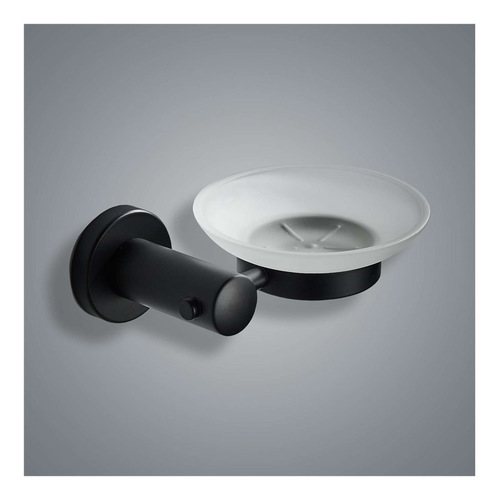 סבוניה מנירוסטה לתליה עם קערת זכוכית לסבון מוצק – שחור