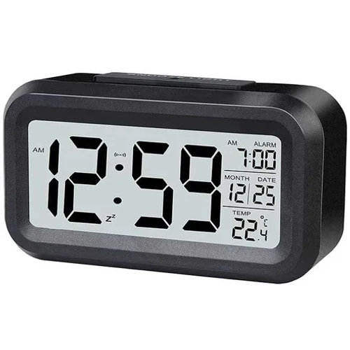 שעון מעורר דיגיטלי עם תצוגת LED, מד טמפרטורה וחיישן לילה