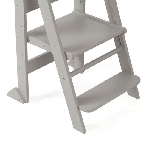 מגדל למידה מתקפל מעץ לפעוטות וילדים עם מעקה בטיחות דגם רייגן - ורוד