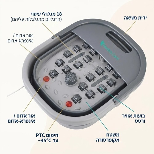 אמבט עיסוי בעל 16 ראשי עיסוי וחימום Medics Care MC-645