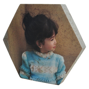 תמונה על בלוק עץ בצורת משושה 20 ס"מ 