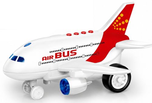 מטוס נוסעים Air Bus עם מנגנון נסיעה בתנופה ואורות וצלילים