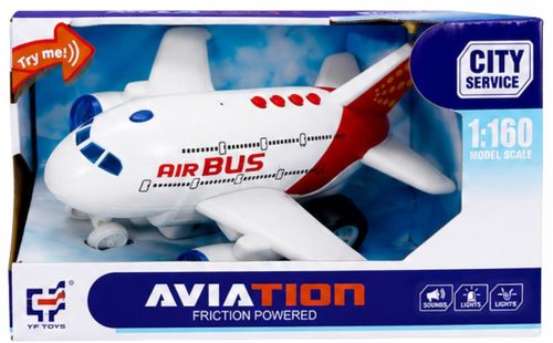 מטוס נוסעים Air Bus עם מנגנון נסיעה בתנופה ואורות וצלילים