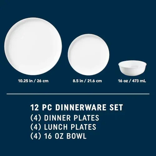 סט צלחות 12 חלקים קורנינג דגם מודרן | Corning Ware Modern