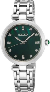 SEIKO SRZ535P1 29MM נשים משובץ 12 יהלומים זכוכית ספיר
