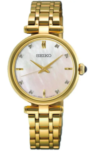 SEIKO HGH008P1 29MM נשים משובץ 8 יהלומים זכוכית ספיר