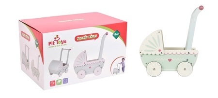 עגלה לבובה מעץ