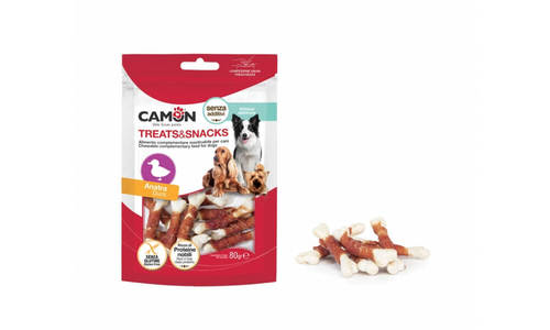 קמון Camon - חטיף עצמות עם רצועות ברווז לכלבים - 80 גרם AE516 מבצע 10 ב-130 ש