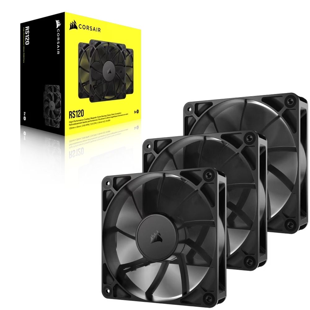 מארז שלושה מאווררים צבע שחור Corsair RS120 120mm