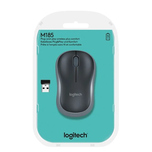 עכבר אלחוטי אפור Logitech Wireless Mouse M185 Retail