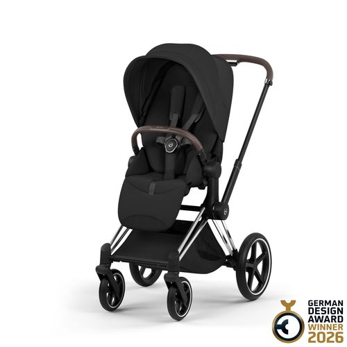 עגלת תינוק פריאם Cybex Priam 5 שחור, שלדה כרום חום – השילוב המושלם בין יוקרה, חדשנות ונוחות ללא פשרות