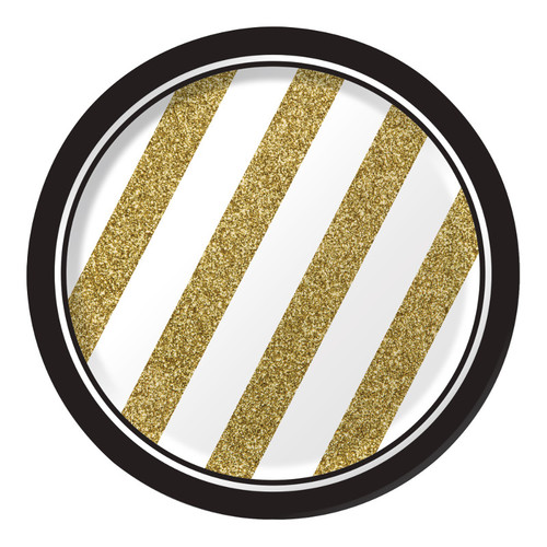 צלחות נייר 7 Black & Gold בחבילה 8 יח'