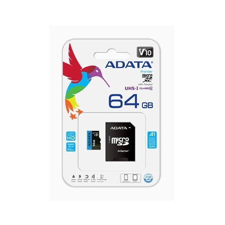 ADATA MICROSDHC | 64GB AUSDX64GUICL10A1-RA1