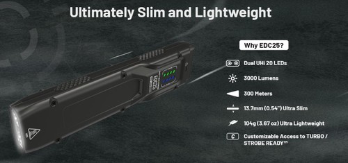 פנס טקטי  -  3000 לומנס NITECORE - EDC25 