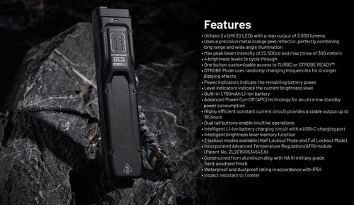 פנס טקטי  -  3000 לומנס NITECORE - EDC25 