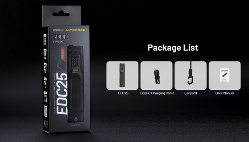 פנס טקטי  -  3000 לומנס NITECORE - EDC25 
