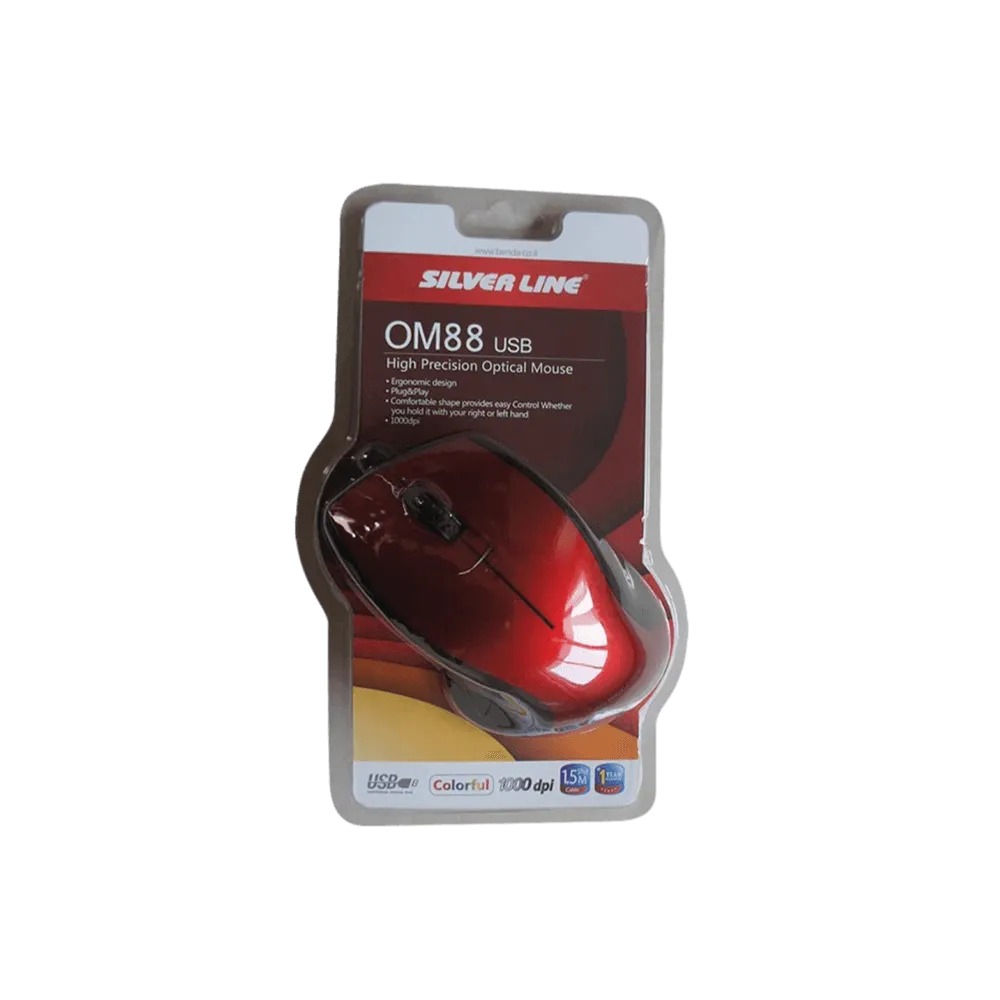 עכבר חוטי צבע אדום Silver Line OM88 USB