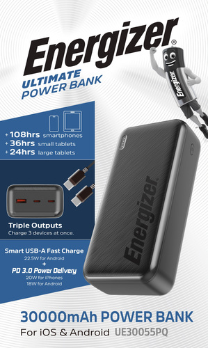 סוללה ניידת ENERGIZER 30,000 MAH
