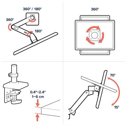 LX Pro Desk Monitor Arm (black) Single Monitor Mount