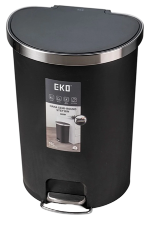 פח רגלית חצי עיגול 55 ליטר HANNA EK6221 שחור – מבית EKO