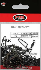 חבילת סביבל עם סיכות קוסטלוק PSK Sport Barrel Swivel with Coastlock Snap – מידה 6 (אריזת 10 יחידות)
