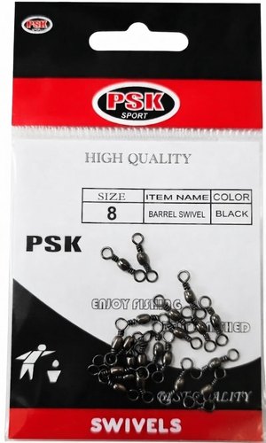 חבילת סביבלים חבית מידה 8 צבע שחור PSK Sport Barrel Swivel
