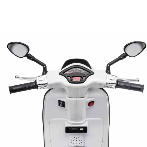 אופנוע ממונע לילדים Vespa Sprint Racing 12V עם גלגלי עזר ניתנים להסרה - לבן