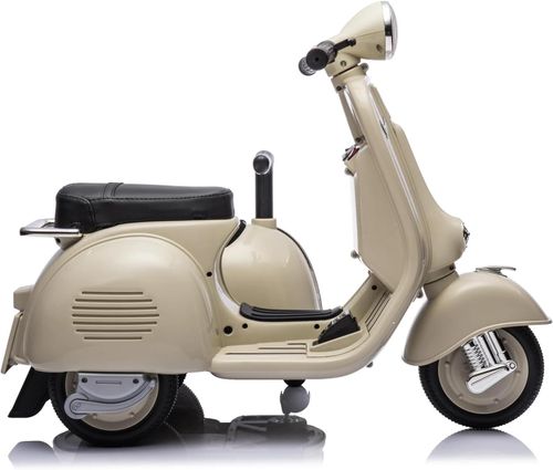 אופנוע ממונע לילדים וספה Vespa קלאסי 12V עם סירת צד, שני מושבים, אור ותא מטען מובנה - תכלת