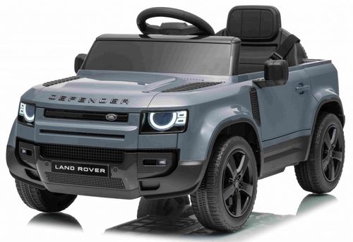 מכונית ממונעת 12V לילדים לנדרובר דיפנדר Land Rover Defender עם דלתות נפתחות, מערכת מולטימדיה מתקדמת ותאורת לד - אפור