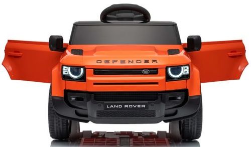 מכונית ממונעת 12V לילדים לנדרובר דיפנדר Land Rover Defender עם דלתות נפתחות, מערכת מולטימדיה מתקדמת ותאורת לד - שחור