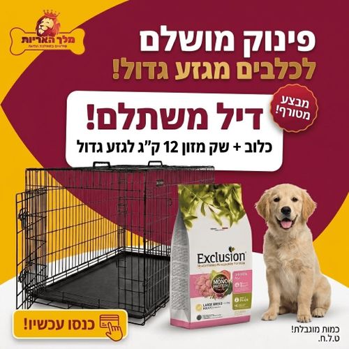 מארז מבצע לכלב מגזע גדול: כלוב אילוף מתכת 122 ס