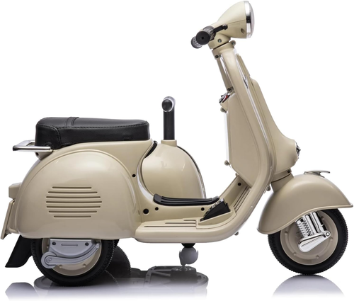 אופנוע ממונע לילדים וספה Vespa קלאסי 12V עם סירת צד, שני מושבים, אור ותא מטען מובנה - ירוק