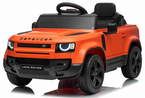 מכונית ממונעת 12V לילדים לנדרובר דיפנדר Land Rover Defender עם דלתות נפתחות, מערכת מולטימדיה מתקדמת ותאורת לד - כתום