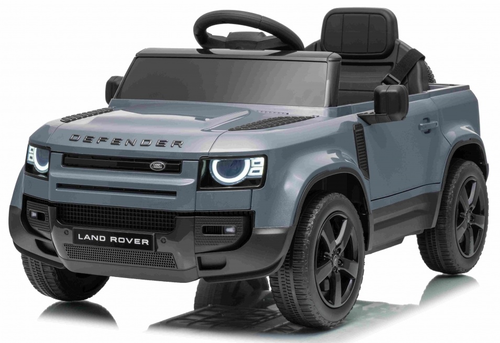 מכונית ממונעת 12V לילדים לנדרובר דיפנדר Land Rover Defender עם דלתות נפתחות, מערכת מולטימדיה מתקדמת ותאורת לד - אפור