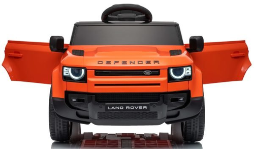 מכונית ממונעת 12V לילדים לנדרובר דיפנדר Land Rover Defender עם דלתות נפתחות, מערכת מולטימדיה מתקדמת ותאורת לד - שחור
